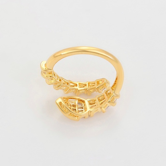 Snake Ring Adjustable Ring 14k Gold Plated Baguette Stone - Picture 2 of 9